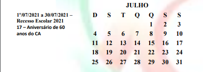 Calend&aacute;rio escolar apontando as f&eacute;rias em julho – Foto: Reprodu&ccedil;&atilde;o