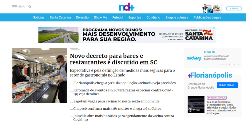 Portal ND+ tem como referência o regionalismo – Foto: Reprodução/ND