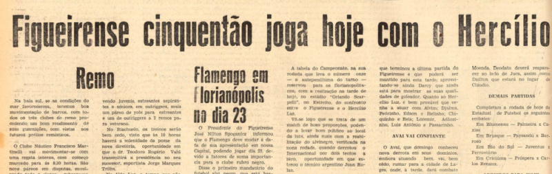Anúncio e expectativa pelo jogo diante do Hercílio Luz – Foto: Acervo Jornal O Estado/Hemeroteca SC
