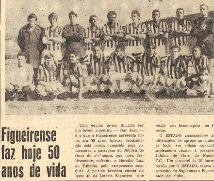 Capa do Jornal O Estado (13.06) anunciando o cinquentenário do Figueirense – Foto: Acervo Jornal O Estado/Hemeroteca SC