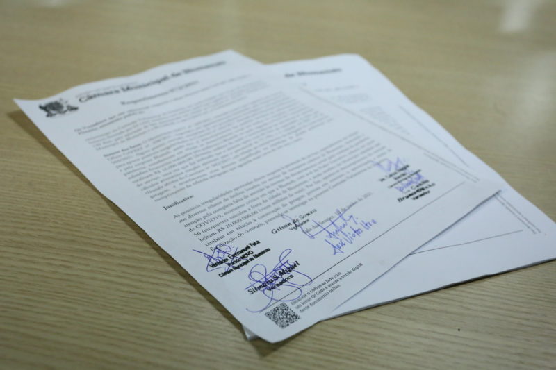 Pedido para criação da CPI foi assinado por oito, dos 15 vereadores de Blumenau – Foto: Denner Ovidio/Câmara de Blumenau/ND