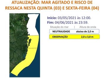 Litoral Sul deve ser mais afetado pelas ressacas