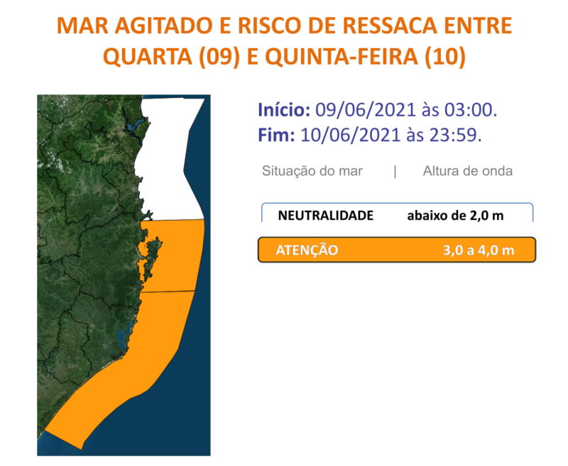 Defesa Civil alerta para mar agitado e risco de ressaca nesta quarta-feira – Foto: Defesa Civil/Divulgação/ND