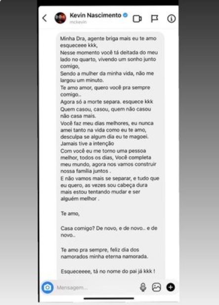Deolane Bezerra mostra a mensagem de MC Kevin para a empresa que entregou a homenagem encomendada para ela no Dia dos Namorados – Foto: Reprodução/Redes Sociais