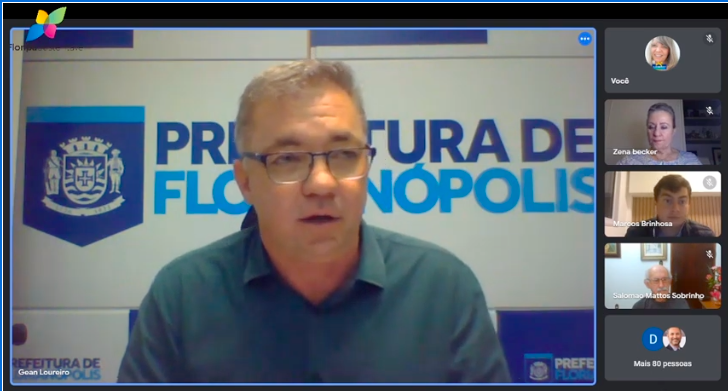 Em encontro virtual com movimento Floripa Sustentável nesta quinta (10), Gean Loureiro garantiu chegar a 50% de vacinados nesta sexta (11) – Foto: YouTube/Reprodução