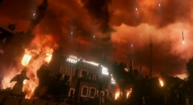 Destruição de Sodoma teve explosões reais no set – Foto: Reprodução/RecordTV
