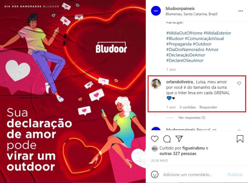 Orlando escreveu a frase selecionada no post da promoção – e ela foi parar num outdoor – Foto: Reprodução/Redes Sociais