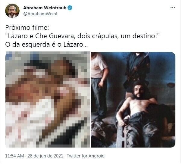 Ex-ministro postou imagem nas redes sociais e comparou morte de L&aacute;zaro com a de Che Guevara – Foto: Reprodu&ccedil;&atilde;o/Redes Sociais