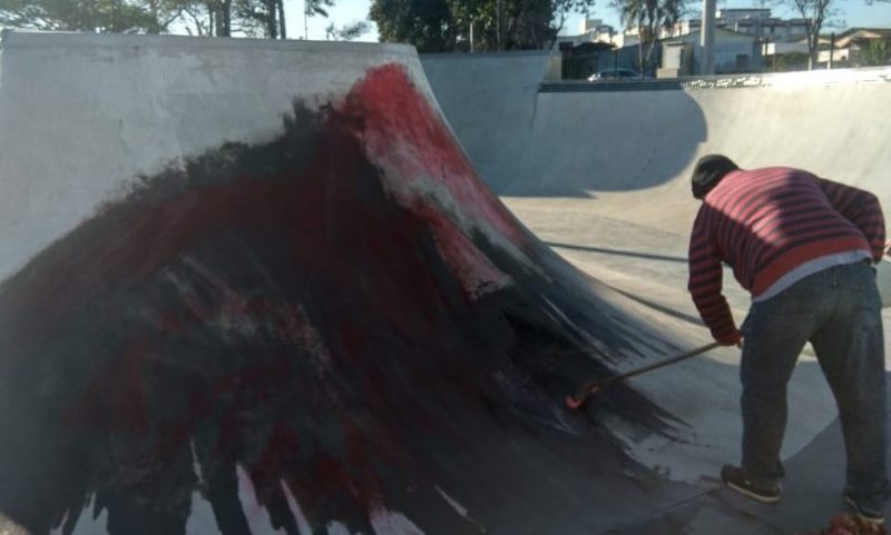 Skatepark foi alvo de picha&ccedil;&atilde;o no Parque Municipal Altair Guidi em Crici&uacute;ma – Foto: Divulga&ccedil;&atilde;o/Decom/ND