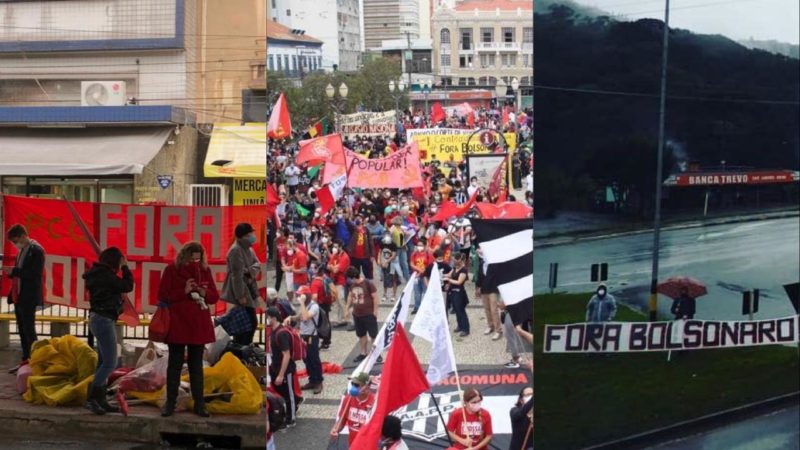 Manifestações ocorreram em várias cidades, como Florianópolis, Campinas e São Bento do Sul – Foto: Arte/Redes sociais/ND