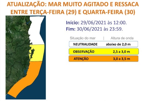 Mar muito agitado e ressaca em SC – Foto: Defesa Civil de SC/Divulgação/ND
