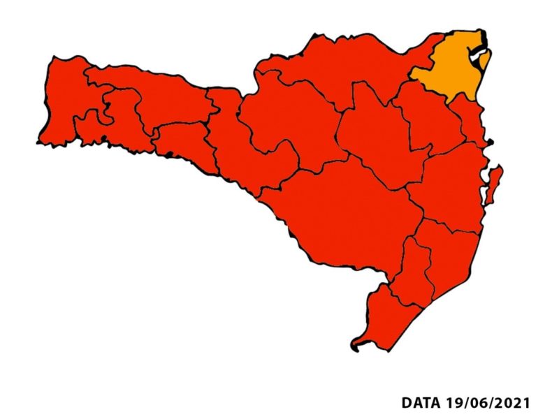Novo mapa de risco mostra apenas uma região em nível grave – Foto: SES/Divulgação