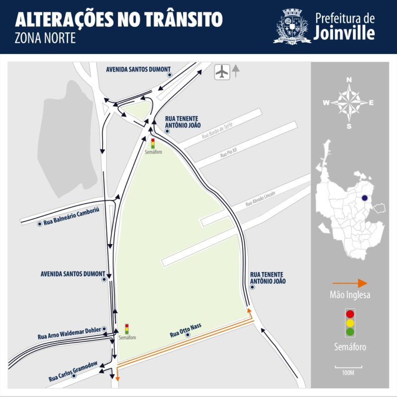 Alterações no trânsito estão valendo desde o último domingo (6) – Foto: Prefeitura de Joinville