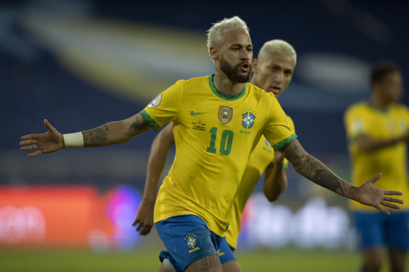 Neymar comemora seu gol contra o Peru – Foto: Lucas Figueiredo/CBF