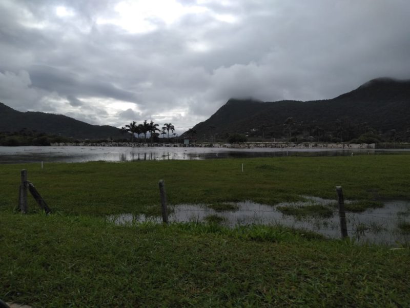 Situação do Pântano do Sul, em Florianópolis, após chuvas fortes. No Sul da Ilha, foram registrados 144,4 mm de precipitação nas últimas 48 horas, contando das 15h40 deste domingo, segundo a Epagri/Ciram. Região foi a que mais sofreu com as chuvas do final de semana na Capital – Foto: Andréa Luz/ND