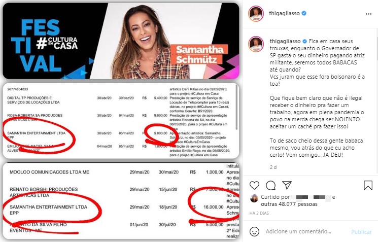 Postagem de Thiago Gagliasso – Foto: Reprodu&ccedil;&atilde;o/Instagram/ND