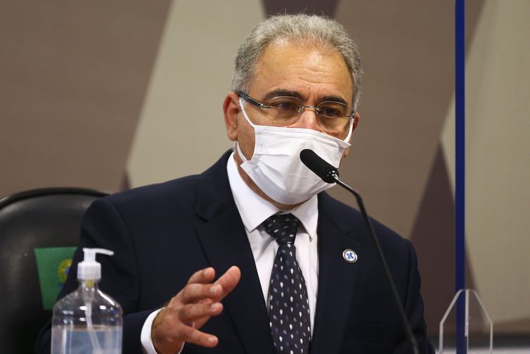 O ministro da Saúde, Marcelo Queiroga, é ouvido novamente durante sessão da CPI da Pandemia, no Senado. – Foto: Marcelo Camargo/Agência Brasil/Arquivo/ND