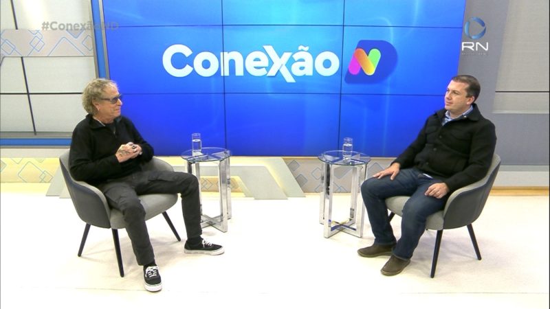 Cacau Menezes conversa com o ex-prefeito de Palho&ccedil;a no Conex&atilde;o ND – Foto: Reprodu&ccedil;&atilde;o/ NDTV