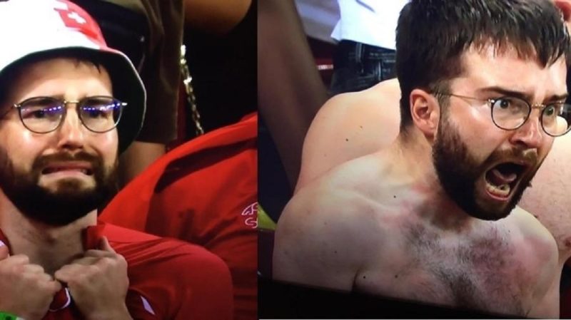 Lucas Louten foi &agrave; loucura em poucos segundos com o terceiro gol da Su&iacute;&ccedil;a nas quartas de final da Eurocopa – Foto: Reprodu&ccedil;&atilde;o/ Twitter