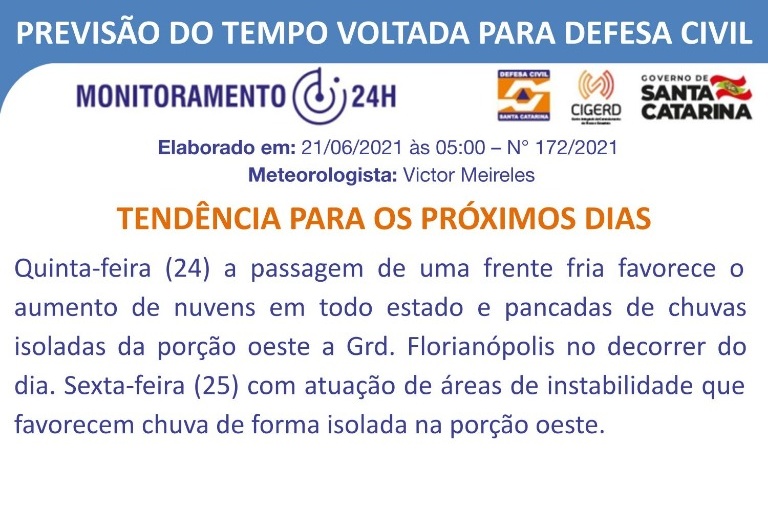Alerta para quinta e sexta-feira – Foto: Defesa Civil/ND
