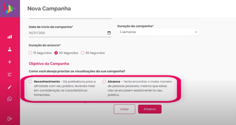 Selecione o objetivo da campanha – Foto: Divulgação/Cimtia Ads