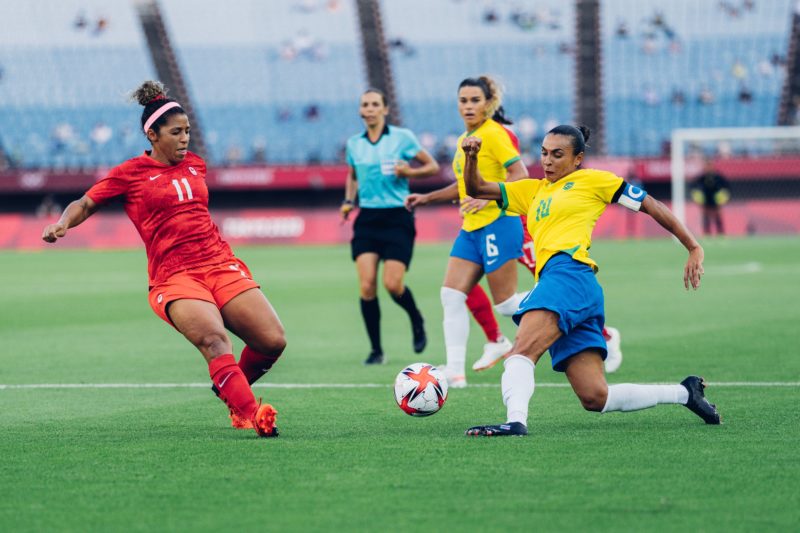 Marta lutou muito mas n&atilde;o teve boa atua&ccedil;&atilde;o na elimina&ccedil;&atilde;o do Brasil – Foto: Sam Robles/CBF