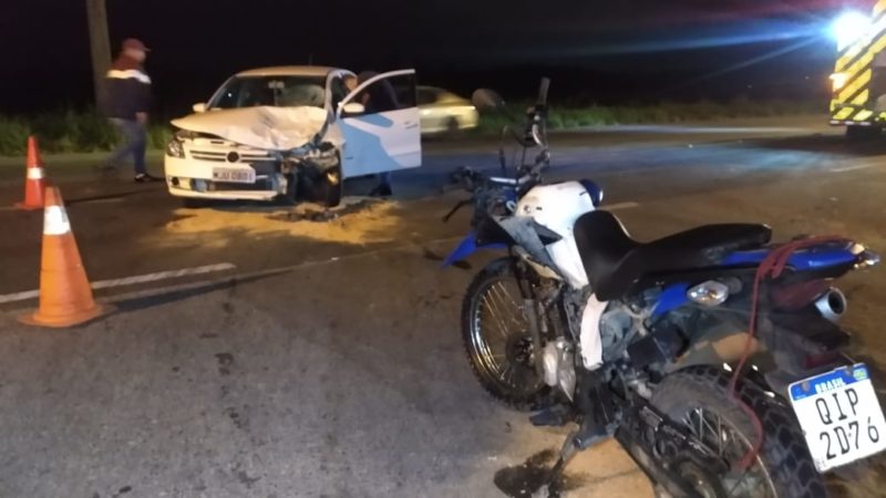 Colis&atilde;o foi registrada na noite de domingo (4), no encontro da Rodovia do Arroz com a Estrada Barbante – Foto: Jonathan Rocha/NDTV