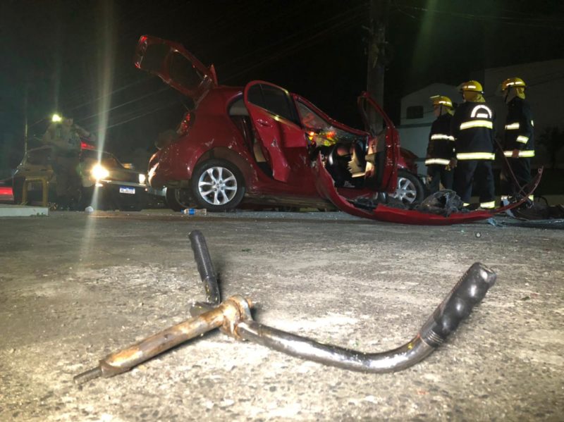 Acidente aconteceu na madrugada deste sábado (31), na zona Leste de Joinville – Foto: Ricardo Alves/NDTV