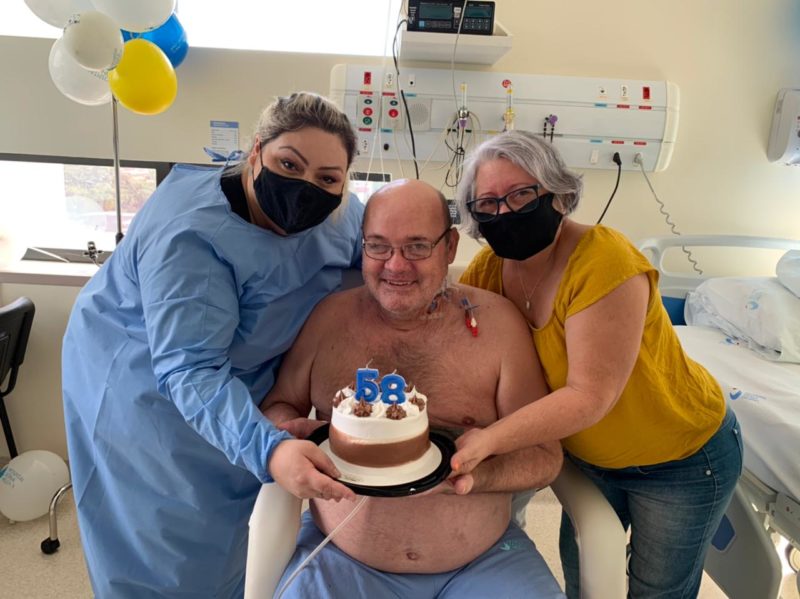 Marcos comemorou 58 anos no hospital – Foto: Arquivo pessoal