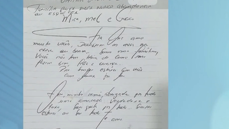 Ana Paula havia escrito uma carta aos familiares dias antes de morrer