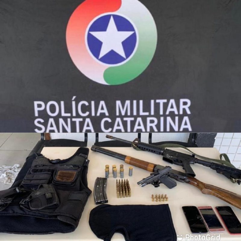Pol&iacute;cia apreendeu armamentos ap&oacute;s tiroteio na manh&atilde; deste domingo (25) – Foto: Divulga&ccedil;&atilde;o/PMSC