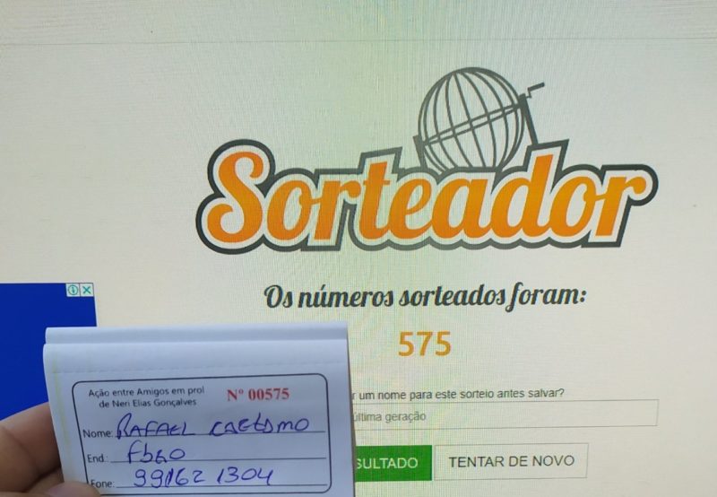 Número foi sorteado pela internet. – Foto: Rafael Caetano/Arquivo Pessoal/ND