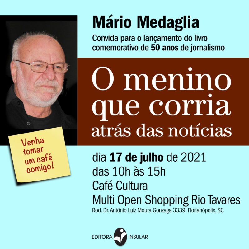 Evento de lan&ccedil;amento do livro do jornalista M&aacute;rio Medaglia – Foto: Convite/divulga&ccedil;&atilde;o/Nd