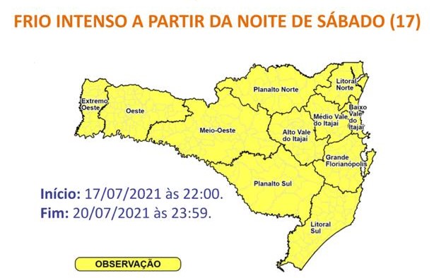 Defesa Civil alerta para frio intenso nos pr&oacute;ximos dias em todas as regi&otilde;es – Foto: Arte/Defesa Civil/Divulga&ccedil;&atilde;o/ND