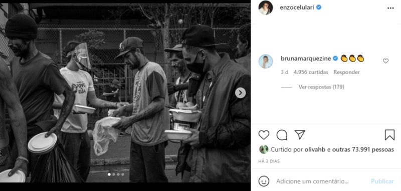 Bruna Marquezine comentou publica&ccedil;&atilde;o de Enzo Celulari neste domingo (4) – Foto: Instagram/Divulga&ccedil;&atilde;o/ND