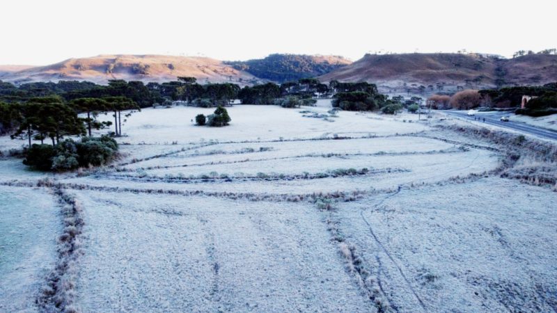 Neve cobriu os campos da Serra catarinense no final de junho &#8211; Foto: Wagner Urbano