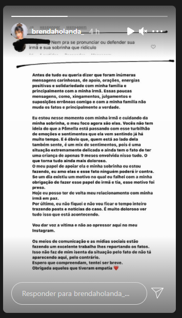 Irm&atilde; de Pamella Holanda, Brenda Holanda, comenta pris&atilde;o de ex-cunhado – Foto: Instagram/Divulga&ccedil;&atilde;o/ND