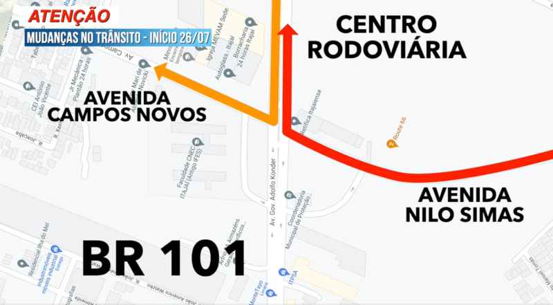 Quem vai acessar a BR-101 e a rodovi&aacute;ria em Itaja&iacute; tamb&eacute;m deve se atentar &agrave;s mudan&ccedil;as – Foto: Secom Itaja&iacute;/Divulga&ccedil;&atilde;o
