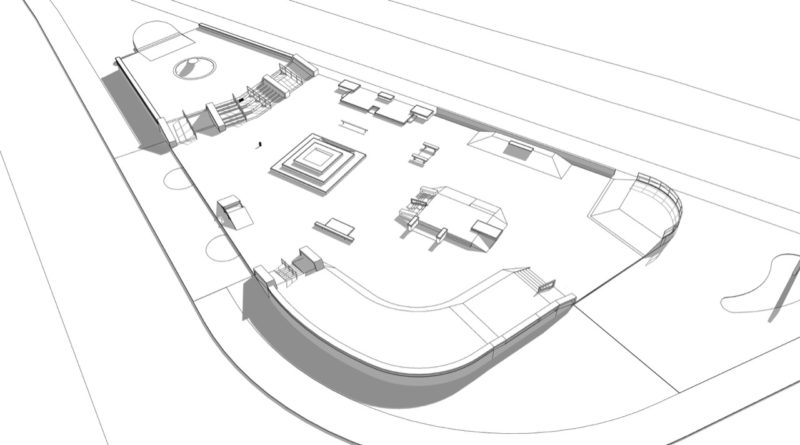 Concepção artística do projeto da nova pista de skate na Trindade – Foto: Divulgação/PMF