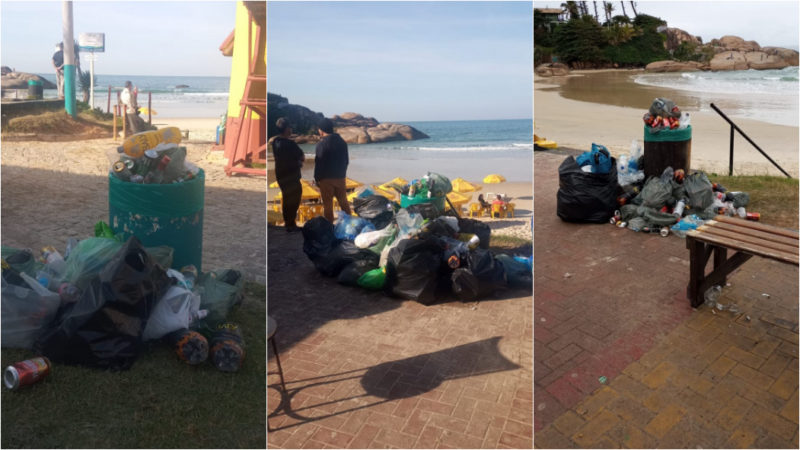 Moradores recolheram o lixo deixado no local pelas festas da madrugada no último domingo – Foto: Divulgação/ND