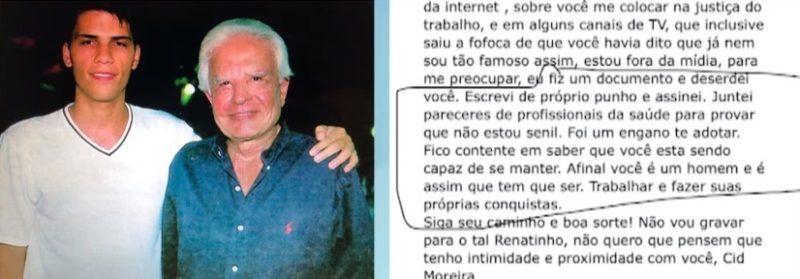 Cid Moreira diz que foi um erro adotar o filho – Foto: Record TV/Reprodução