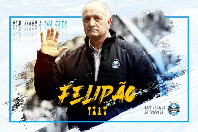 Luiz Felipe Scolari assume oficialmente o comando do Gr&ecirc;mio nesta quinta (8) – Foto: Reprodu&ccedil;&atilde;o /Site do Gr&ecirc;mio