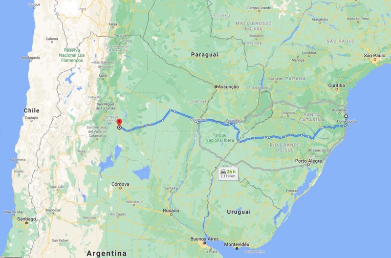 Dois mil quil&ocirc;metros separam Itapema de Santiago del Estero – Foto: Reprodu&ccedil;&atilde;o/Google Maps/ND