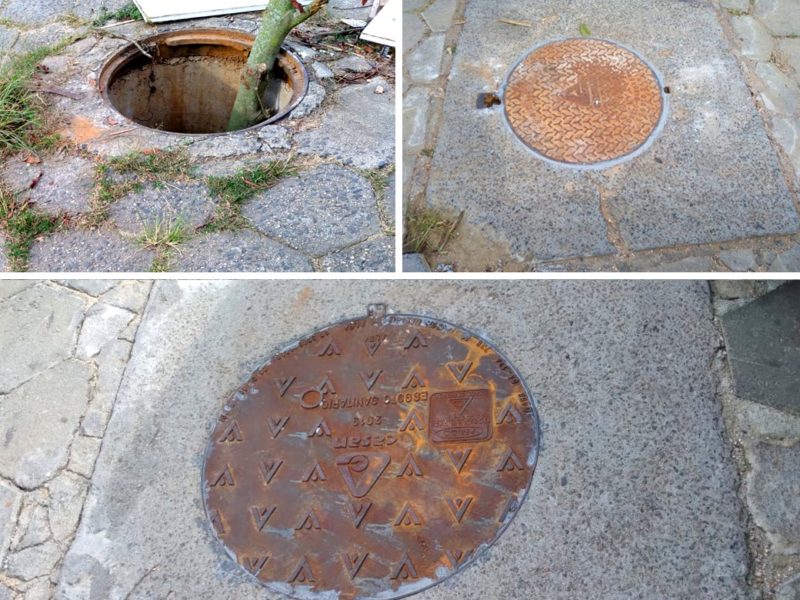 Foram pelos menos 15 unidades de tampas de ferro de po&ccedil;os de visita do in&iacute;cio do ano at&eacute; esta ter&ccedil;a-feira (20) em I&ccedil;ara – Foto: Divulga&ccedil;&atilde;o/Prefeitura I&ccedil;ara/ND