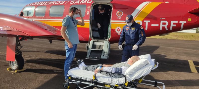 Paciente foi levado à São José pelo avião Arcanjo 02 do Corpo de Bombeiros Militar. – Foto: Assessoria de Imprensa/HRTGB/Divulgação/ND