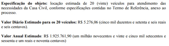 Amplia&ccedil;&atilde;o da frota de ve&iacute;culos da Casa Civil pode gerar despesa anual de R$ 1.925.761,90 – Foto: Reprodu&ccedil;&atilde;o/ND