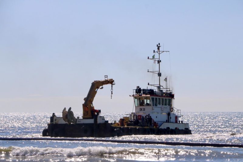 Obras do alargamento da faixa de areia da Praia Central em BC avan&ccedil;am – Foto: Secom BC/Divulga&ccedil;&atilde;o