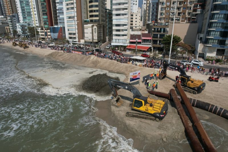 alargamento da faixa de areia de balneário camboriú &#8211; Foto: Prefeitura de Balneário Camboriú/Divulgação ND