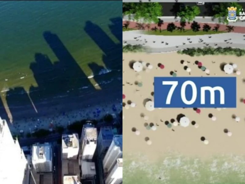 Prefeito explica se alargamento da faixa de areia vai resolver sombreamento da praia – Foto: Reprodução
