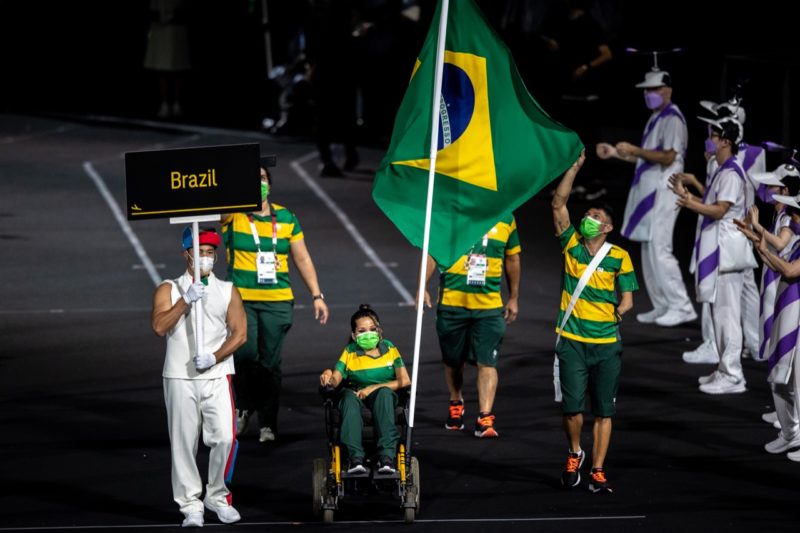 Atletas brasileiras durante a cerimônia de abertura dos jogos – Foto: Miriam Jeske/CPB